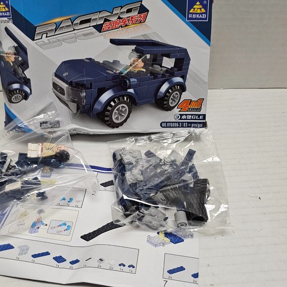 Kazi Racing Speed Blue Car Japan 4 in 1 Fusion Building Figure Model KY6096-3 - Picture 9 of 9